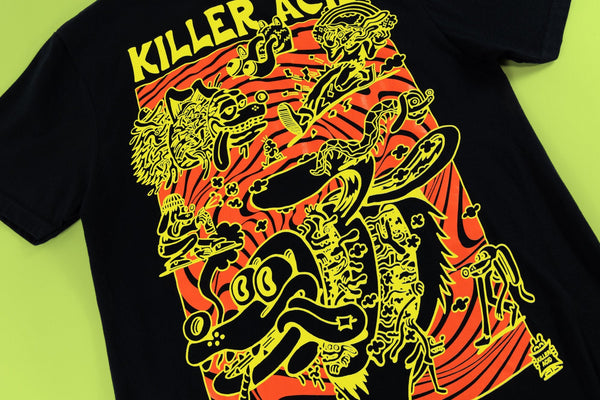 Dog Daze Neon Black T-Shirt - T-Shirts - killeracid.com