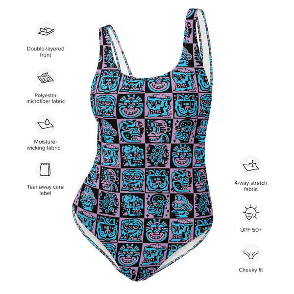 Purple Heads One - Piece Swimsuit - Swimwear - killeracid.com