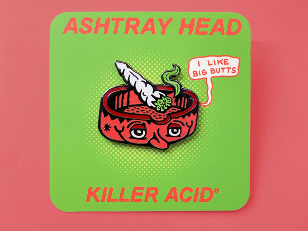 Ashtray Head Enamel Pin - Pins - killeracid.com