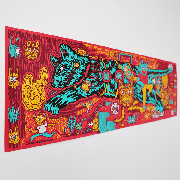 Cat Planet 5 Color Screen Print, Red Edition - Posters & Prints - killeracid.com