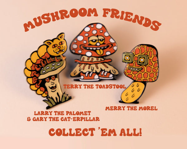 Mushroom Friend Enamel Pin, Toadstool - Pins - killeracid.com