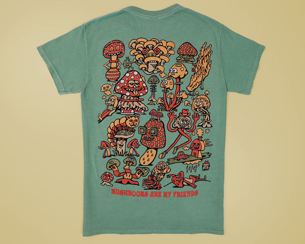 Mushroom Friends Camp Green T-Shirt - T-Shirts - killeracid.com