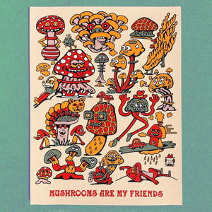 Mushroom Friends Screen Print Poster - Art & Collectibles - killeracid.com