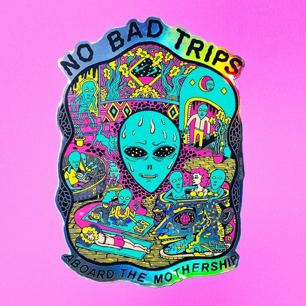 No Bad Trips XL holographic Sticker - Stickers - killeracid.com