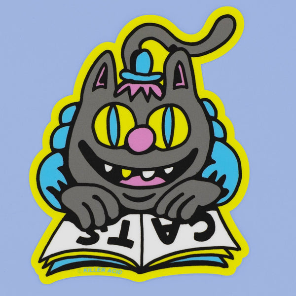 Reading Cat Sticker - Stickers - killeracid.com