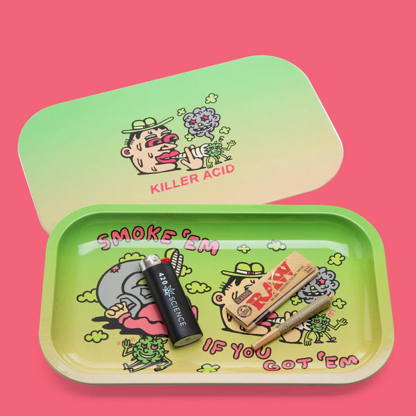 Smoke Em Metal Rolling Tray - Accessories - killeracid.com