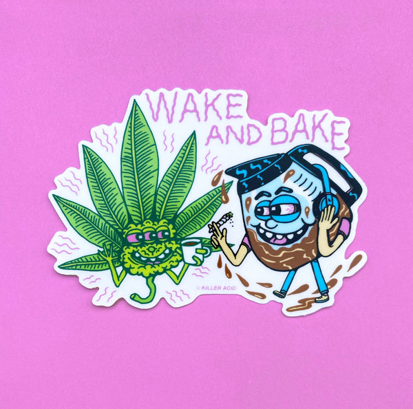 Wake and Bake Clear Sticker - Stickers - killeracid.com