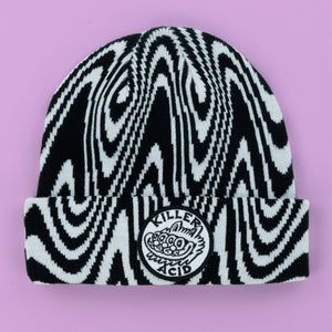 4 Eyed Cat Black Swirl Beanie - Beanies