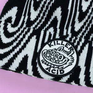 4 Eyed Cat Black Swirl Beanie - Beanies