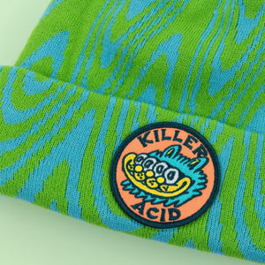 4 Eyed Cat Green Swirl Beanie - Beanies