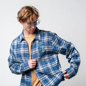 Blue Skull Flannel Button Up - Button Ups