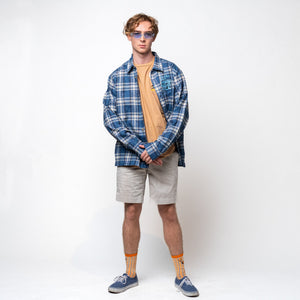 Blue Skull Flannel Button Up - Button Ups