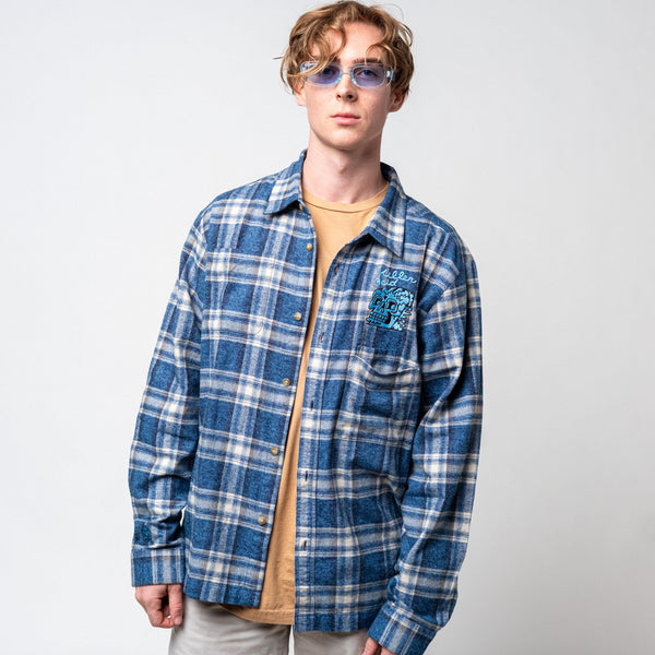 Blue Skull Flannel Button Up - Button Ups - killeracid.com