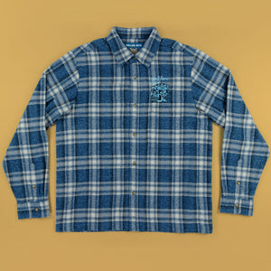 Blue Skull Flannel Button Up - Button Ups