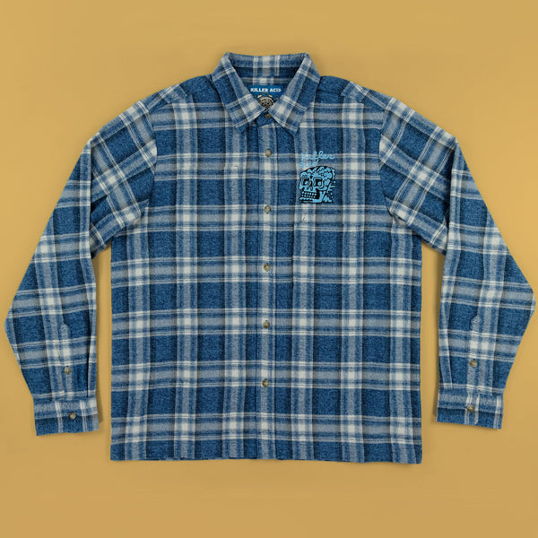 Blue Skull Flannel Button Up - Button Ups - killeracid.com