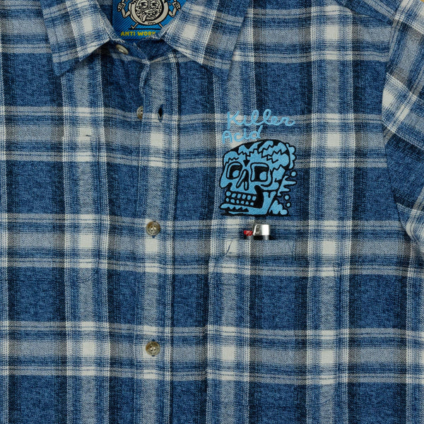 Blue Skull Flannel Button Up - Button Ups - killeracid.com