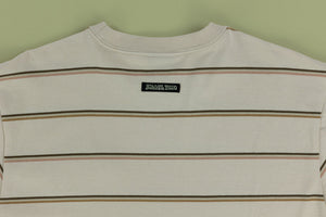 Brown Cat Patch Striped T-Shirt - T-Shirts