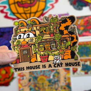 Cat House Sticker - Stickers