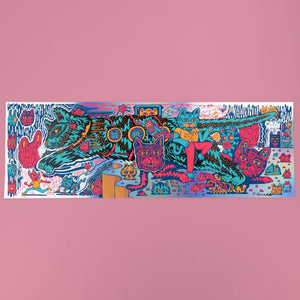 Red paper variant of Cat Planet print