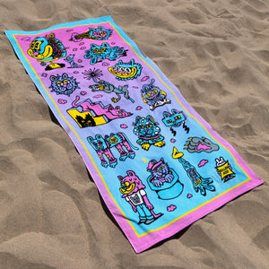 Cosmic Cats Beach Towel - Beach Towel - killeracid.com