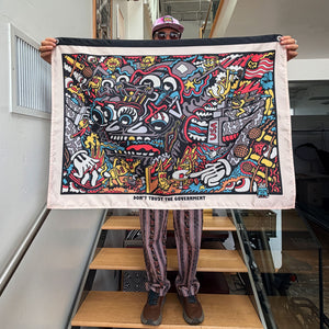 Killer Acid Don't Trust The Government Banner - psychedelic skull protest scene wall flag