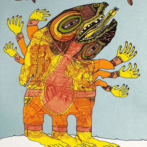 Frogs N' Flies Screen Print - Art & Collectibles