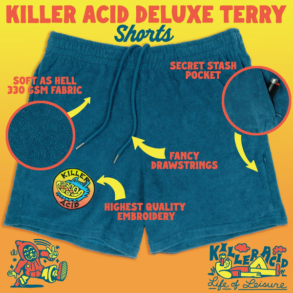 Killer Acid Blue Terry Shorts - Shorts - killeracid.com
