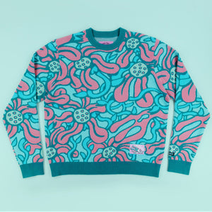 Melted Florals Knit Sweater - Long Sleeves