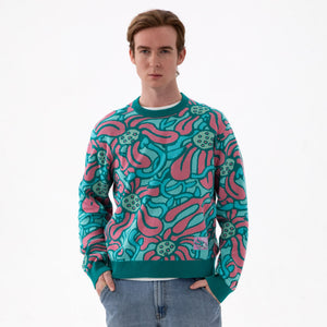 Melted Florals Knit Sweater - Long Sleeves