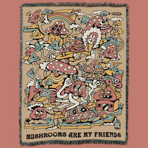 Full blanket showing mushroom character pattern