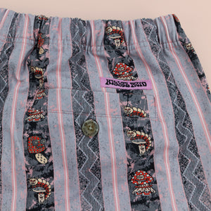 Killer Acid Mushroom Stripes Pants - blue and pink striped pants with mushroom character print