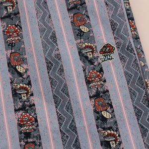 Killer Acid Mushroom Stripes Pants - blue and pink striped pants with mushroom character print