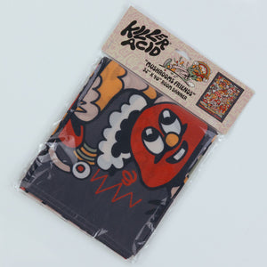 Killer Acid Mushrooms Are My Friends Banner - psychedelic mushroom scene on black wall flag