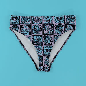 Purple Heads High Waisted Bikini - Swimwear