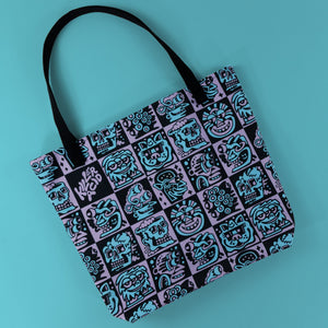 Purple Heads Large Tote Bag - Bags