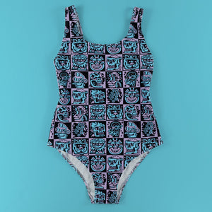 Purple Heads One - Piece Swimsuit - Swimwear