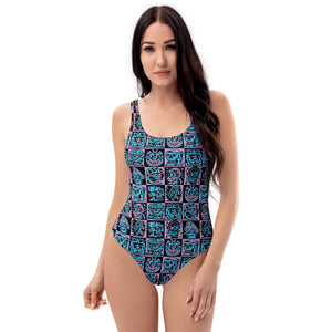 Purple Heads One - Piece Swimsuit - Swimwear