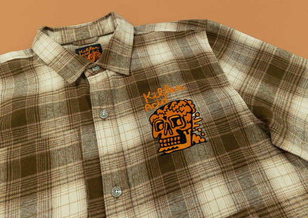 Skully Flannel Button Up - Button Ups - killeracid.com