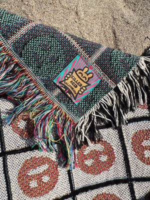 Blanket folded showing design