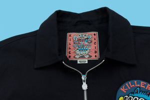 Wavy Cat Black Bomber Jacket - Jackets - killeracid.com