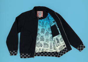 Wavy Cat Black Bomber Jacket - Jackets - killeracid.com