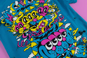 Wavy Cat Deluxe Crystal Wash T-Shirt - T-Shirts - killeracid.com