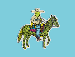 Alien Cowboy Sticker - Stickers