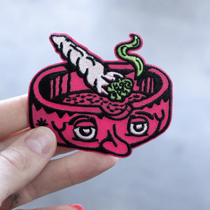Ashtray Head Embroidered Patch - Patches