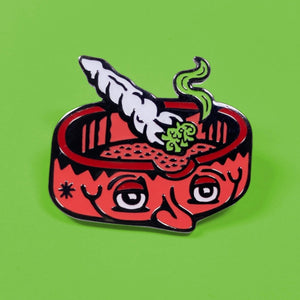 Ashtray Head Enamel Pin - Pins