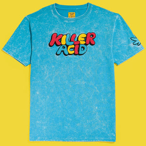 Big Logo Blue Mineral Wash T-Shirt - T-Shirts - killeracid.com