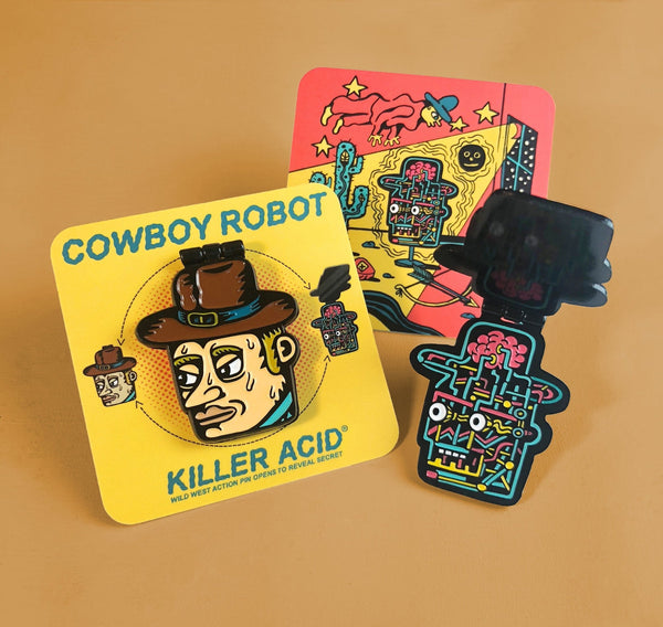 Cowboy Robot Enamel Pin - Pins - killeracid.com