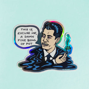 Damn Fine Bowl of Pot Metallic Sticker - Stickers - killeracid.com