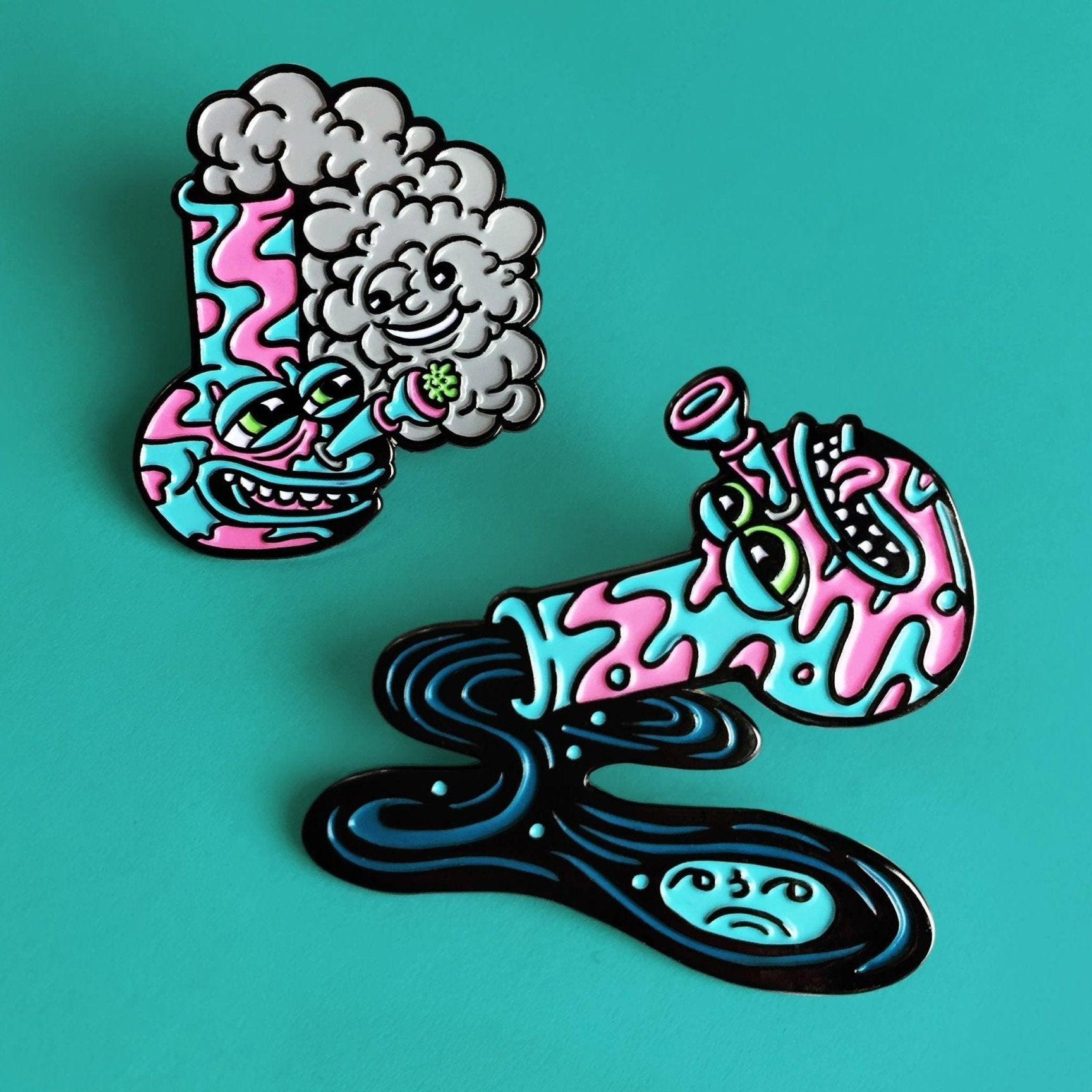 Happy & Sad Bong Enamel Pins
