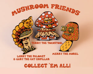 Mushroom Friend Enamel Pin, Toadstool - Pins - killeracid.com